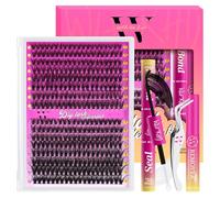 WLFRHD Ciglia Finte Ciuffetti 320PCS Kit Ciglia Extension D Curl Ciuffetti Ciglia Finte Extension Ciglia Kit Extension Ciglia con Bond e Seal Ciglia, Glue Remover Pinzette (30D+40D,D-Mix9-16mm)