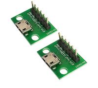 WLGQ Adattatore di prova USB 2.0 Micro B femmina, scheda PCB, connettore di rottura con testa pin da 2,54 mm, strumento di riparazione/prototipazione (confezione da 2)