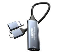WLGQ Scheda di acquisizione video da HDMI a USB 3.0 e USB-C Grabber, 1080P 60fps, UVC/UAC Plug-and-Play, compatibile con PC, tablet, smartphone, OBS, Zoom, Twitch, senza bisogno di driver, nero