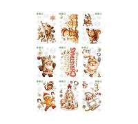 WLH Alexanders 5 pezzi/45 Fogli Adesivi Natalizi for finestre, Adesivi for finestre a Forma di Babbo Natale, Renne e Gatti, for casa, Scuola, Ufficio, Feste