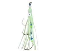 WLH Alexanders Ami da Pesca Fluorescenti UV Squid, Confezione da 3, 5 Pollici, Amo con Piastra in Ferro Fosforescente a Forma di Pelle di Polpo biomimetica Green Goblin for Salmone(3/0)