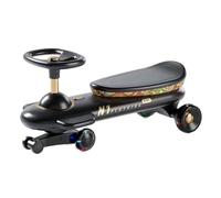 WLH Alexanders Carrelli Auto oscillante for bambini con ruote lampeggianti a LED, sedile allungato antiribaltamento, for età da 1 a 3 anni (nero e bianco) Macchinine(Svart)