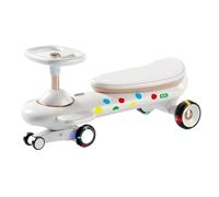 WLH Alexanders Carrelli Auto oscillante for bambini con ruote lampeggianti a LED, sedile allungato antiribaltamento, for età da 1 a 3 anni (nero e bianco) Macchinine(Wit)