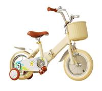 WLH Alexanders Carrelli Bici for bambini for bambine e ragazzi dai 2 ai 9 anni, bici da 12, 14, 16 e 18 pollici con seggiolino for bambole e cestino, bicicletta pieghevole Macchinine(Geel,14inch)