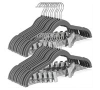 WLH Alexanders Grucces 5 grucce in Peluche con Clip, Ganci girevoli, aste di Supporto Antiscivolo, Possono Appendere Solo Vestiti asciutti for Giacche, Pantaloni e Vestiti. Appendiabiti(Grey)