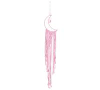 WLH Alexanders La Rete dei Sogni Acchiappasogni in Corda di Cotone a Forma di Luna, acchiappasogni in Stile Nordico, in Pizzo Intrecciato, da Appendere alla Parete, Adatto for la Decorazione(Roze)