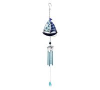 WLH Alexanders La Rete dei Sogni Campanelli eolici a Forma di Barca a Vela, Cavalluccio Marino, Granchio, Ornamento da Spiaggia in Metallo for Veranda, Patio, Finestra, Giardino(Sailboat)