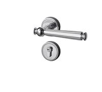 WLH Alexanders Maniglia for porta interna con leva di bloccaggio for bagno e camera da letto in lega di zinco con serratura da infilare argento(Color2)