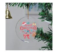 WLH Alexanders Ornamento Natalizio da Appendere con Un Alce e Un Cartello Buon Natale, Decorazione Lucida for L'Albero, Regali di Natale for la casa in Cristallo(Color2)