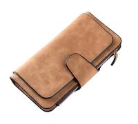 WLH Alexanders Portafoglio da donna grande con tasca con cerniera sottile porta carte borsa da viaggio Compatible with la gestione del denaro contante portafogli in pelle da donna 3 pieghe(Bruin)