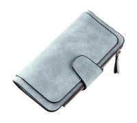 WLH Alexanders Portafoglio da donna grande con tasca con cerniera sottile porta carte borsa da viaggio Compatible with la gestione del denaro contante portafogli in pelle da donna 3 pieghe(Blauw)