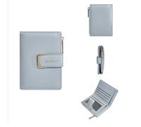 WLH Alexanders Portafoglio da donna piccolo, compatto, bifold, di lusso, in pelle con fibbia, tascabile, con più scomparti Compatible with carte di credito e finestra Compatible with documenti(Blauw)