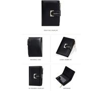 WLH Alexanders Portafoglio da donna piccolo, compatto, bifold, di lusso, in pelle con fibbia, tascabile, con più scomparti Compatible with carte di credito e finestra Compatible with documenti(Svart)