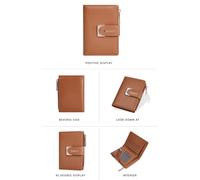 WLH Alexanders Portafoglio da donna piccolo, compatto, bifold, di lusso, in pelle con fibbia, tascabile, con più scomparti Compatible with carte di credito e finestra Compatible with documenti(Geel)
