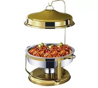 WLH Alexanders Scaldavivande Stainless Steel Chafing Dish Buffet Set Portable Round Buffet Chafer Servers And Food Warmers with Top Lid(Gold,9L)
