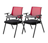 WLH Alexanders Sedie pieghevoli 2pcs Folding Desk Chair Padded Space Saving Metal Frame Rectangular Compact Folding Chair For Meetings Training School sedies(Rot)