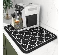 WLHFDC Tappetino scolapiatti per macchina da caffè, 30x40 cm, asciugatura rapida, cucina, bagno (nero a quadretti)