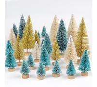 Wlicon 30 PZ Mini Alberi di Natale, Artificiale Mini Albero di Natale Snow Frost Albero Artificiale Inverno Mini Pino per Decorazione di Natale Casa Tavolo Decorazione e Mestieri