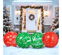 Wlicon 4 pezzi 60 cm Palloni gonfiabili di Natale Ornamenti gonfiabili della palla di Natale all'aperto per la decorazione della finestra della porta anteriore del giardino