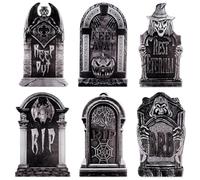 Wlicon 43cm Lapidi di Halloween Decorazioni Per Esterni, 6 pezzo Halloween Lapidi Del Cimitero Pietre Tombali di Halloween Segni di Halloween Fuori Dal Cortile Decorazione Per Casa Infestata