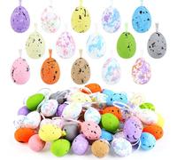 Wlicon 60 Pezzi Uova di Schiuma di Pasqua Appese Mini Uova di Pasqua in Schiuma Uovo Pasquale in Schiuma da Appendere con Corda per Albero all’Aperto Casa Festa Decorazione