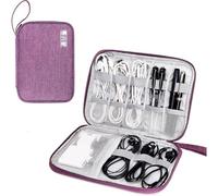 WLIHDB Borsa Portacavi 2 pezzi Borsa organizer da viaggio for elettronica Custodia portatile for cavi for accessori elettronici Porta caricabatterie for telefono Per Cavo(Purple)