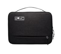 WLIHDB Borsa Portacavi Borsa for accessori elettronici a doppio strato, con scomparti separati, strisce staccabili, custodia organizer portatile for dischi rigidi e cavi Per Cavo(Black)