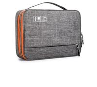 WLIHDB Borsa Portacavi Borsa for accessori elettronici a doppio strato, con scomparti separati, strisce staccabili, custodia organizer portatile for dischi rigidi e cavi Per Cavo(Gray)