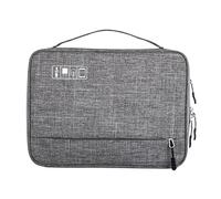 WLIHDB Borsa Portacavi Borsa for accessori elettronici a doppio strato, con scomparti separati, strisce staccabili, custodia organizer portatile for dischi rigidi e cavi Per Cavo(Gray)
