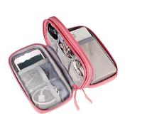 WLIHDB Borsa Portacavi Borsa organizer elettronica in tessuto Oxford resistente, custodia da viaggio for accessori for cavi con tasca in rete for caricabatterie, USB Per Cavo(Pink)