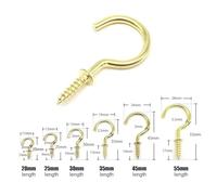 WLIHDB Gancio A Vite 15 pezzi di cornice dorata for lampada da soffitto, tenda, rete metallica, occhiello, vite a, gancio a spirale, a tazza C Per Amache(Length 25mm)