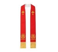 WLIHDB La stola presenta un design sacro ricamato for cerimonie religiose. Sciarpa da prete in tessuto poliestere Per Cerimonie Ecclesiastiche(Color3)