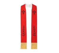 WLIHDB La stola presenta un design sacro ricamato for cerimonie religiose. Sciarpa da prete in tessuto poliestere Per Cerimonie Ecclesiastiche(Color2)