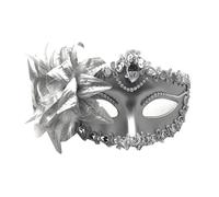 WLIHDB Maschera Di Carnevale 6PCS Dance Party Diamond Mask Feather Wedding Carnival Performance Costume Sexy Lady Mask Masquerade Per Feste A Tema, Ballo In Maschera(Silver)