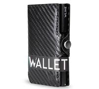 WLine Porta Carte di Credito Uomo e Donna Schermato in Fibra di Carbonio - Portafoglio Uomo Slim Rfid Compatto ed Elegante - Portatessere Uomo Tascabile (Nero Carbon senza Zip)