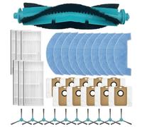 Wlinfetity 17/37 Pezzi Robot Aspirapolvere Kit Ricambio per Midea S5 Plus per Cecotec per Conga 2299 - Spazzola principale, Spazzole Laterali, Filtri, Sacchetti Polvere 3.3L, Panno Mop (B)