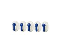 Wlinfetity Appendiabiti da parete per bagno e cucina, 5 pezzi, ganci in plastica ABS con nastro biadesivo resistente, compatto, 8,9 x 2,2 x 2,5 cm, placcato argento bianco/nero, blu, giallo, rosso