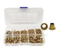 Wlinfetity Assortimento di 650 rivetti cavi in ottone, 0,9-5 mm, occhielli in rame, kit per riparazione fai da te e artigianato in pelle