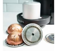 Wlinfetity Coperchio per capsule di caffè in acciaio inossidabile, disco ricaricabile da 230 ml per macchine Nespresso VertuoLine, acciaio inossidabile 304, argento