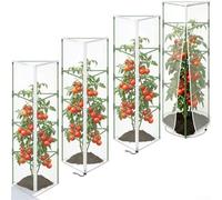 Wlinfetity Rete per uccelli da giardino, per gabbia triangolare con cerniera per accesso, protezione in rete di nylon da uccelli, insetti, conigli e scoiattoli, per giardini all'aperto (4 pezzi)
