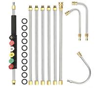 Wlinfetity Set di 10 aste telescopiche per idropulitrice ad alta pressione, per Kärcher, per Nilfisk, fino a 4000 PSI, estensibile da 188 cm, con 6 ugelli e tubo angolare per la pulizia di finestre