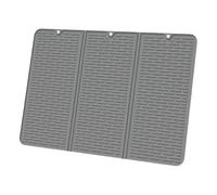 Wlinfetity Set di 2 tappetini scolapiatti pieghevoli in silicone, 61 x 40 cm, resistenti al calore, con scanalature per stoviglie e posate, tappetino salvaspazio per piano di lavoro, grigio/nero