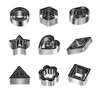 Wlinfetity Set di 27/30 formine per biscotti in acciaio inox per biscotti alla frutta e zucchero, 10 forme in 3 misure, con scatola di latta