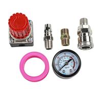 Wlinfetity Valvola di regolazione della pressione da 1/4" per compressore d'aria con manometro fino a 175 PSI, kit da 3 pezzi e 5 pezzi per sistemi pneumatici a quattro fori 1