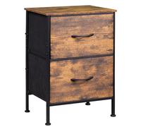 WLIVE Cassettiera con cassetti, 2 cassetti in tessuto con estratti, per camera da letto, corridoio, soggiorno, cameretta dei bambini, con robusto telaio in acciaio e pannelli in legno, marrone vintage
