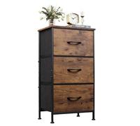 WLIVE Cassettiera in Tessuto, Cassettiera con Cassetti, Cassettiera Camera da Letto, Armadietto a Torre con Struttura in Acciaio, Adatta per Soggiorno, Corridoio (Marrone Rustico, 3 Cassetti)