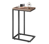 WLIVE Tavolino a Forma di C, Tavolino Laterale da Divano in Metallo, Comodino Rettangolare per Salotto e Camera, 39 x 29 x 63 cm, Marrone Rustico