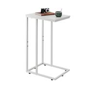 WLIVE Tavolino a Forma di C - Tavolino Laterale in Metallo per Divano, Comodino Rettangolare per Salotto e Camera, 39 x 29 x 63 cm, Stile Marrone Rustico (Bianco)