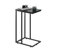 WLIVE Tavolino a Forma di C - Tavolino Laterale in Metallo per Divano, Comodino Rettangolare per Salotto e Camera, 39 x 29 x 63 cm, Stile Marrone Rustico (Nero carbone)