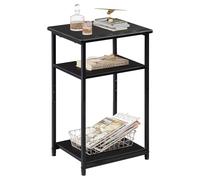 WLIVE Tavolino da Salotto - Comodino con 3 Ripiani, Tavolo alto Stile Industriale,Tavolino da divano 37 x 30 x 58 cm per Soggiorno, Camera da Letto, Ufficio (1, Nero)